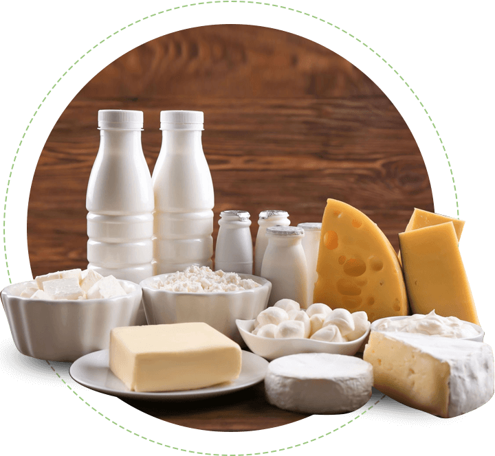 A table topped with lots of different types of dairy products.